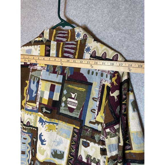 Vintage Danielle B Blazer Cotton Flax Womens Large Made in USA Safari Animal - Picture 6 of 11